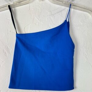 Aritzia Babaton Contour Tank Top One Shoulder Cami Knit Shirt Solid‎ Blue Royal